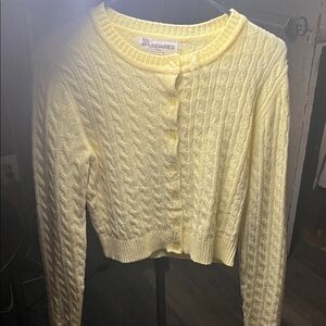 No Boundaries Light Yellow Cable Knit Cardigan